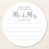 Meneer en mevrouw geven huwelijksadvies ronde kartonnen onderzetter (Voorkant)