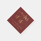 "Meneer en mevrouw" Gouden Kalligrafie over Bourgo Servet (Hoek)