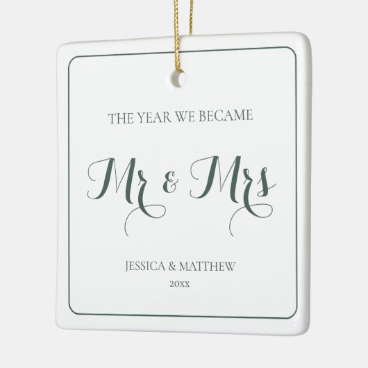 Meneer en mevrouw Green Modern Elegant Passen getr Keramisch Ornament (Links)