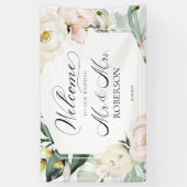 Meneer en mevrouw | Greenery Floral Lijst bruiloft Spandoek (Verticaal)