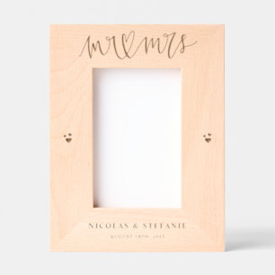 Meneer en mevrouw Hart Kalligrafie Trouwfoto Gegraveerde Lijstjes