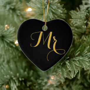 Meneer en mevrouw Heart Shaped Ceramic Ornament