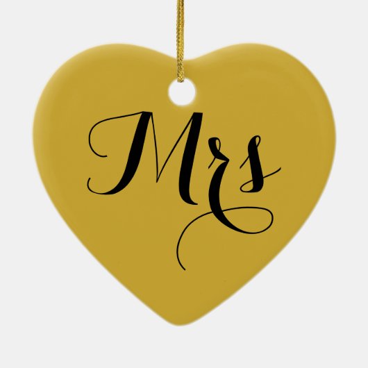 Meneer en mevrouw Heart Shaped Ceramic Ornament (Achterkant)