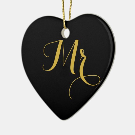 Meneer en mevrouw Heart Shaped Ceramic Ornament (Links)