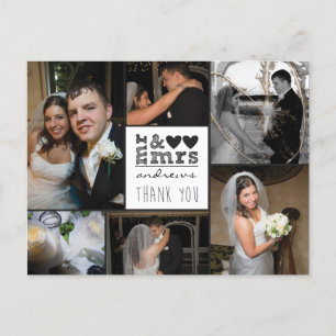 Meneer en mevrouw Hearts Bedankt Fotokaart Briefkaart