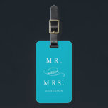 Meneer en mevrouw in Aqua | Bagage label<br><div class="desc">Reis in stijl met een op maat gemaakt design bagagelabel! Met moderne en stijlvolle labels kunt u uw koffers gemakkelijk aankleden en uw bagage snel identificeren in de bagageafhandeling. Pas dit object aan door jouw namen en contactgegevens toe te voegen. Pas de achtergrondkleur eenvoudig aan naar een tint naar keuze!...</div>