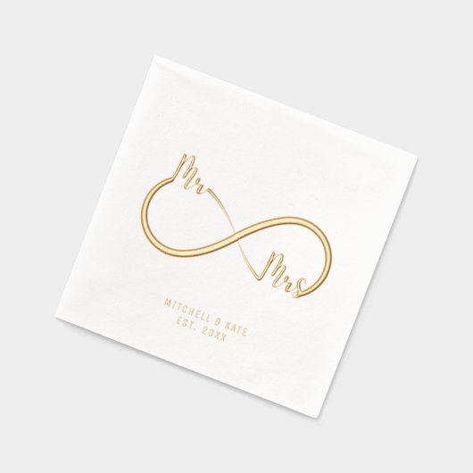 Meneer en mevrouw Infinity symbool bruiloft goud Folie Servetten (Links)