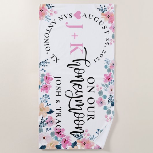 Meneer en mevrouw Jonggehuwd, Honingmoon, Huwelijk Strandlaken (Voorkant)