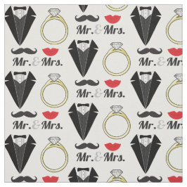 Meneer en mevrouw Lips Mustache Ring Tuxedo Weddin Stof