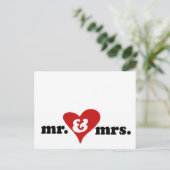 Meneer en mevrouw met hart briefkaart (Staand voorkant)