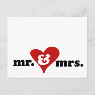 Meneer en mevrouw met hart briefkaart