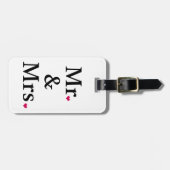 Meneer en mevrouw met twee rode harten bagagelabel (Voorkant horizontaal)