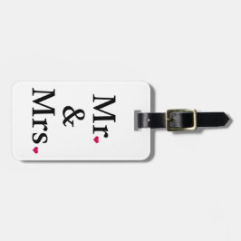 Meneer en mevrouw met twee rode harten bagagelabel