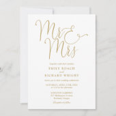 Meneer en mevrouw Modern QR Code Gold Wedding Kaart (Voorkant)