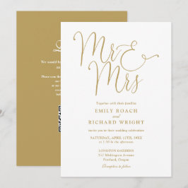 Meneer en mevrouw Modern QR Code Gold Wedding Kaart