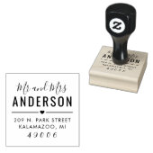 Meneer en mevrouw modern script retouradres rubberstempel (Gestempeld)