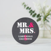 Meneer en mevrouw moderne typografie zwart roze br kaart (Staand voorkant)