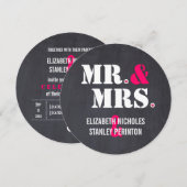 Meneer en mevrouw moderne typografie zwart roze br kaart (Voorkant / Achterkant)