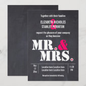 Meneer en mevrouw moderne typografie zwart roze br kaart (Voorkant / Achterkant)