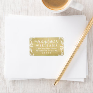Meneer en mevrouw Monogram Gouden Vakantieadres Etiket