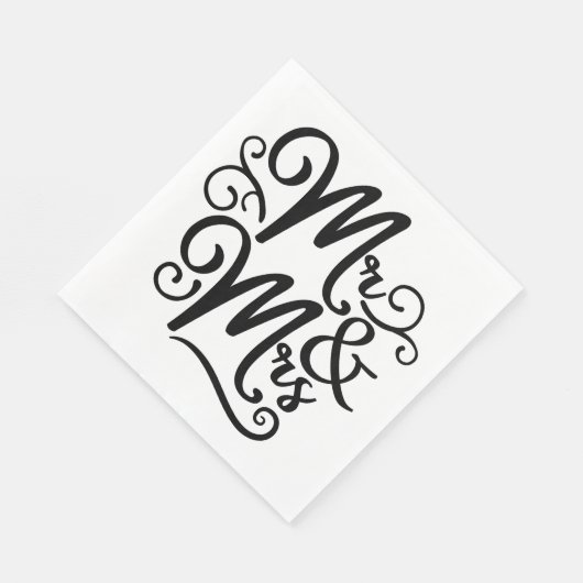 Meneer en mevrouw Monogram Trouwen Net Getrouwd Zw Servet (Hoek)