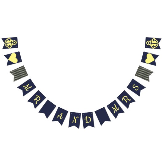 Meneer en mevrouw Nautical Bunting Vlaggetjes (Alle)