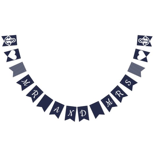 Meneer en mevrouw Nautical Bunting Vlaggetjes (Alle)