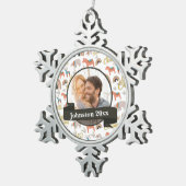 Meneer en mevrouw Newly Wed Tin Sneeuwvlok Ornament (Rechts)