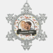 Meneer en mevrouw Newly Wed Tin Sneeuwvlok Ornament (Voorkant)
