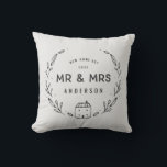 Meneer en mevrouw nieuw huis kussen<br><div class="desc">Meneer en mevrouw nieuw huis of nieuw huwelijks kussen. Handgetekende bloem- en huisdetails. Achtergrondkleur kan worden gewijzigd.</div>