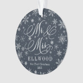 Meneer en mevrouw Pas getrouwd Eerste Kerstfoto Or Ornament (voorkant)