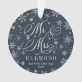 Meneer en mevrouw Pas getrouwd Eerste Kerstfoto Or Ornament (voorkant)