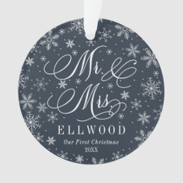 Meneer en mevrouw Pas getrouwd Eerste Kerstfoto Or Ornament