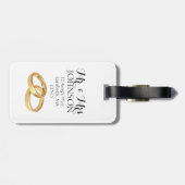 Meneer en mevrouw Pas getrouwd Foto Trouwring Bagagelabel (Achterkant horizontaal)