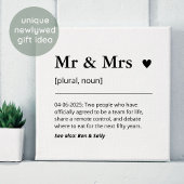 Meneer en mevrouw Pas getrouwd Gift Trouwdefinitie Canvas Afdruk