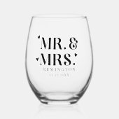 Meneer en mevrouw Pas getrouwd Hearts Wijnglas Zonder Voet (Voorkant)
