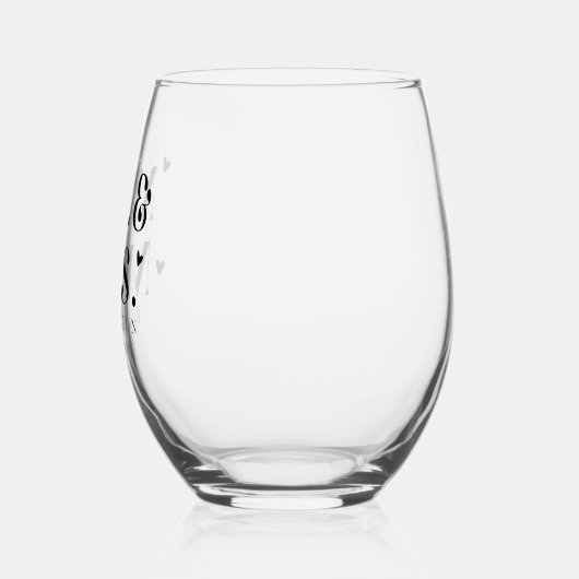 Meneer en mevrouw Pas getrouwd Hearts Wijnglas Zonder Voet (Links)