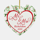 Meneer en mevrouw Pas getrouwd Kerst Keramisch Ornament (Achterkant)