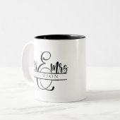 Meneer en mevrouw Pas getrouwd Paar Geschenken Tweekleurige Koffiemok (Voorkant links)