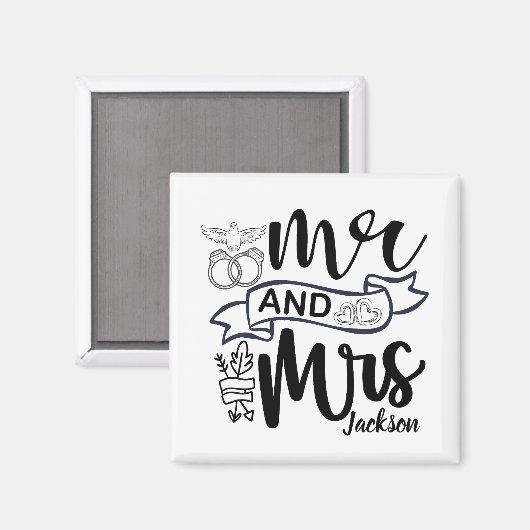 Meneer en mevrouw Pasgetrouwd Magneet (Voorkant / Achterkant)