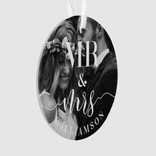 Meneer en mevrouw Passen getrouwd eerste kerstfoto Ornament (voorkant)