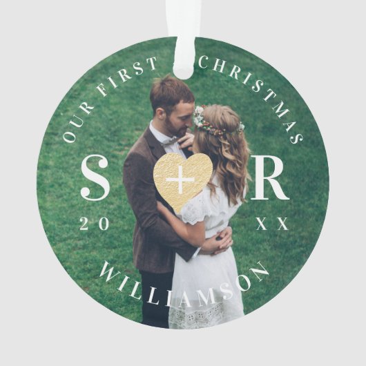 Meneer en mevrouw Passen getrouwd eerste kerstfoto Ornament (achterkant)