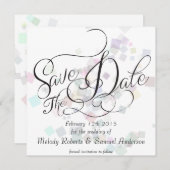 Meneer en mevrouw | Pastel Kleuren Confetti Save The Date (Voorkant / Achterkant)