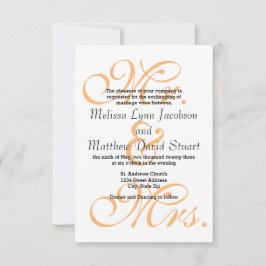 Meneer en mevrouw Peach - 3x5 huwelijksuitnodiging Kaart