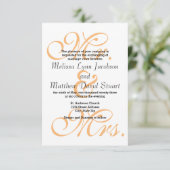 Meneer en mevrouw Peach - 3x5 huwelijksuitnodiging Kaart (Staand voorkant)