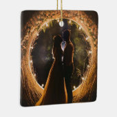 Meneer en mevrouw Photo Bauble, eerste kerst getro Keramisch Ornament (Rechts)