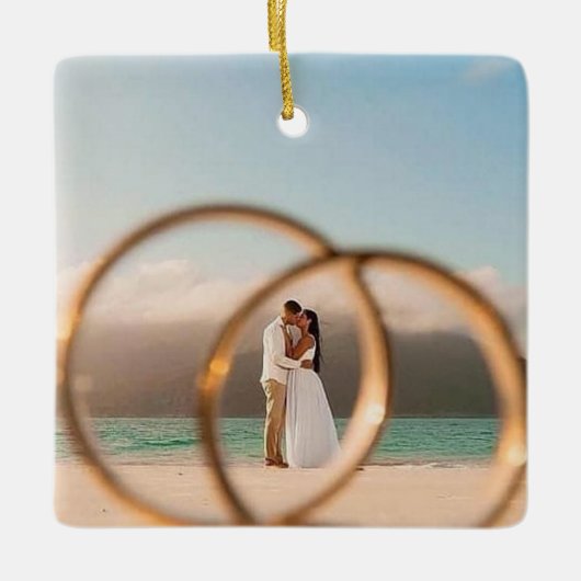 Meneer en mevrouw Photo Bauble, Wedding Christmas Keramisch Ornament (Voorkant)