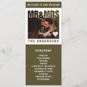 Meneer en mevrouw Photo Block Heart Wedding Programmakaart (Voorkant)