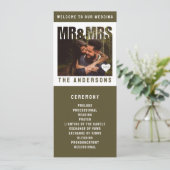 Meneer en mevrouw Photo Block Heart Wedding Programmakaart (Staand voorkant)