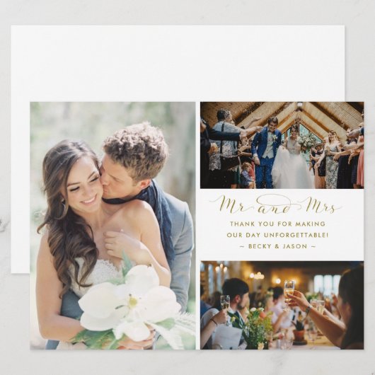 Meneer en mevrouw Photo Collage Wedding Dank u kaa (Voorkant / Achterkant)